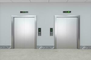 The elevator in the corridor, 3d rendering. photo