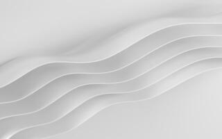 Curved white geometry with white background, 3d rendering. photo