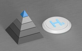 Hydrogen and the pyramid diagram, 3d rendering. photo