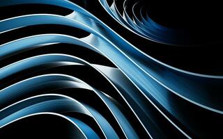 Metal curve geometry with dark background, 3d rendering. photo