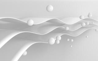 Curved white geometry with balls, 3d rendering. photo