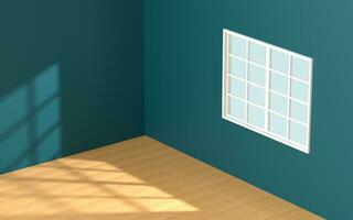 Empty room with floorboard, interior background, 3d rendering. photo