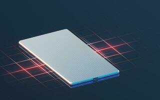 Mobile phone with technical background, 3d rendering. photo