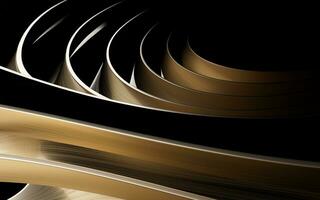 Metal curve geometry with dark background, 3d rendering. photo