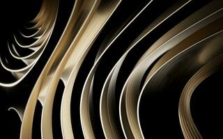 Metal curve geometry with dark background, 3d rendering. photo