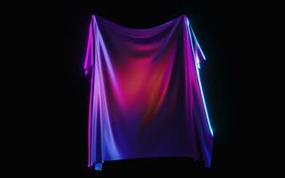 Flowing cloth with black background, 3d rendering. photo