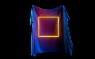 Flowing cloth with black background, 3d rendering. photo