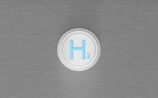 A white button with hydrogen engraved on it, 3d rendering. photo