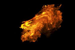 Burning flame with dark background, 3d rendering. photo