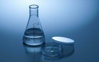 Glassware in the laboratory, 3d rendering. photo