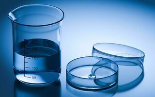 Glassware in the laboratory, 3d rendering. photo