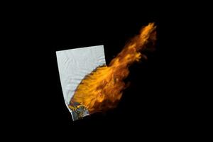 Burning paper with dark background, 3d rendering. photo