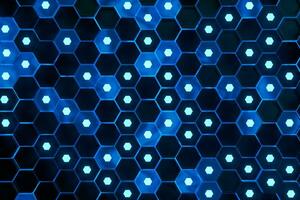 Glowing hexagonal cubes background, hi-tech cyberspace, 3d rendering. photo