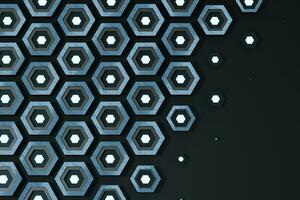 Metal hexagon background, sci-fi pattern, 3d rendering. photo