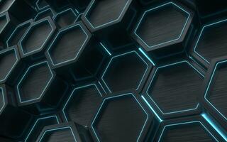 Hexagon geometric background, technology concept, 3d rendering. photo
