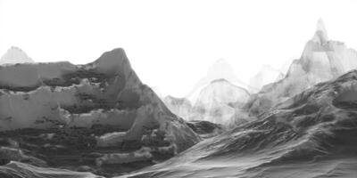 China ink painting style of mountains, 3d rendering. photo