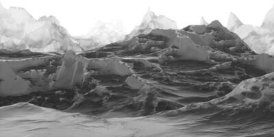 China ink painting style of mountains, 3d rendering. photo