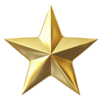 Glossy five-pointed golden star isolated on transparent background. AI Generative png