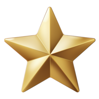 Glossy five-pointed golden star isolated on transparent background. AI Generative png