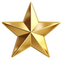 Glossy five-pointed golden star isolated on transparent background. AI Generative png