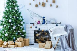 Interior of beautiful room with Christmas decorations photo