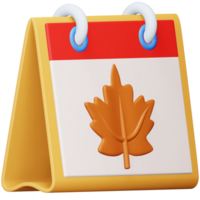Autumn calendar 3d rendering isometric icon. png