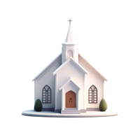 Church flyer design features a simple 3D church symbol. png