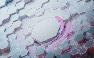 Hexagonal scientific and technological materials, 3d rendering. photo