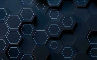 hexagonal científico y tecnológico materiales, 3d representación. foto