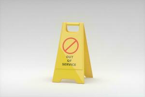 Yellow floor sign with out of service on it, 3d rendering photo