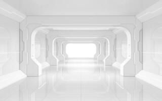 White empty tunnel, futuristic room, 3d rendering. photo