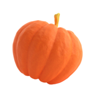 3d oranje realistisch pompoen renderen icoon in tekenfilm stijl. ontwerp element voor dankzegging dag herfst vakantie. illustratie geïsoleerd transparant PNG