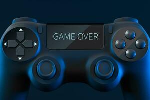 Game pad with game over on the screen, 3d rendering. photo