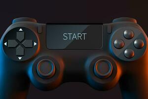Game pad with START on the screen, 3d rendering. photo
