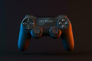 Game pad with GET READY on the screen, 3d rendering. photo