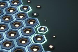 Metal hexagon background, sci-fi pattern, 3d rendering. photo