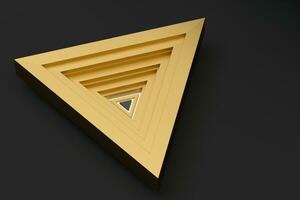 pulido triángulo metal marco, 3d representación. foto