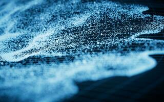 Abstract particles with wave pattern, 3d rendering. photo