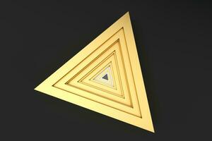 Polished triangle metal frame, 3d rendering. photo