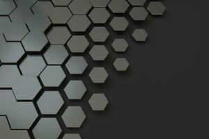 Dark hexagon pattern background, 3d rendering. photo