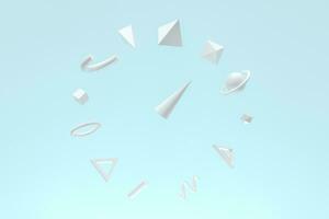 Floating geometries, creative background, 3d rendering. photo