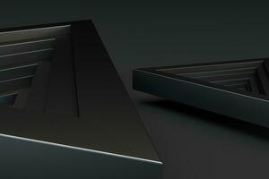 Polished triangle metal frame, 3d rendering. photo