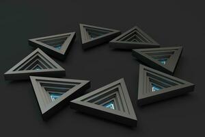 Polished triangle metal frame, 3d rendering. photo