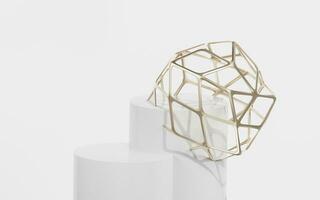 Empty stage and abstract metal frame, 3d rendering. photo