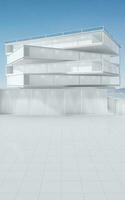 White architecture with outdoor view, 3d rendering. photo