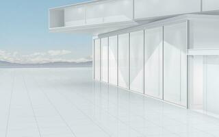 White architecture with outdoor view, 3d rendering. photo