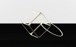 Abstract metal frame with white background, 3d rendering. photo