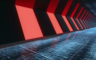 Tunnel of the future, futuristic room, 3d rendering. photo