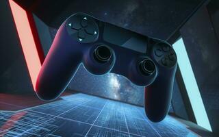 The gamepad in the tunnel, futuristic room, 3d rendering. photo
