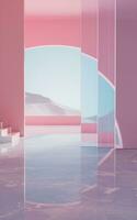 Empty room with geometry structure, 3d rendering. photo